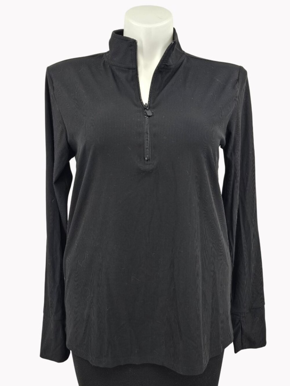 Torrid 1 Active Womens Size 14/16 Black Half Zip Ribbed Long Sleeve Stretch Top